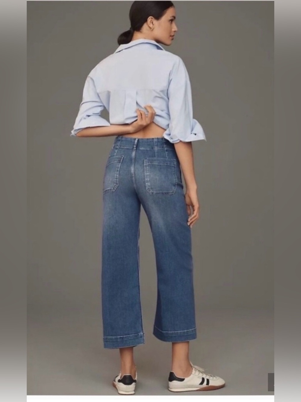 Maeve Jeans Women 32 Colette Wide Leg High Rise Crop Blue Denim - Picture 2 of 8